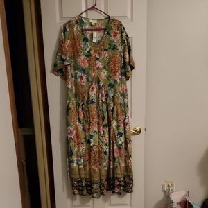 Floral Green Maxi Dress